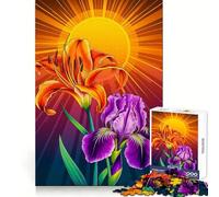 Sunlit Flowers︰ Splendor Iris And Tiger Lily Jigsaw Puzzle for Adults 1000 Pieces Mind Exercise Toy Together Fun Precision Cut Unique Gift 38x52cm