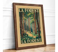 Sunlit Forest Path Vintage Framed Wall Art Print A2 (59.4×42cm) Walnut, Wall Decor for Living Room, Bedroom, Office & Home, Ready to Hang, Art Gift