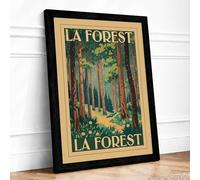 Sunlit Forest Path Vintage Framed Wall Art Print A3 (42×29.7cm) Black, Wall Decor for Living Room, Bedroom, Office & Home, Ready to Hang, Art Gift