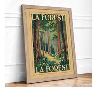 Sunlit Forest Path Vintage Framed Wall Art Print A3 (42×29.7cm) Oak, Wall Decor for Living Room, Bedroom, Office & Home, Ready to Hang, Art Gift