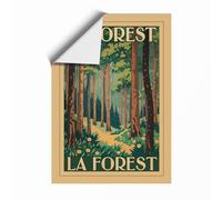 Sunlit Forest Path Vintage Unframed Wall Art Print A1 (84.1×59.4cm), Wall Decor for Living Room, Bedroom, Office & Home, Art Gift