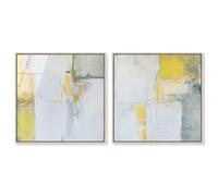 Sunlit Fragments Duo Framed Acrylic Print Modern Abstract Art Set by Art Remedy, Silver Frame, 12 x 12
