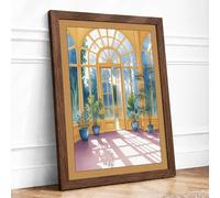 Sunlit Garden Room Scandinavian Framed Wall Art Print A1 Walnut
