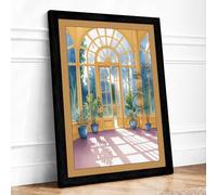 Sunlit Garden Room Scandinavian Framed Wall Art Print A3 Black