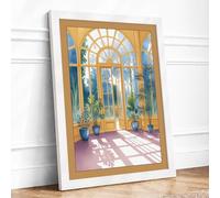 Sunlit Garden Room Scandinavian Framed Wall Art Print A3 White