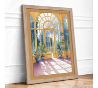 Sunlit Garden Room Scandinavian Framed Wall Art Print A4 Oak
