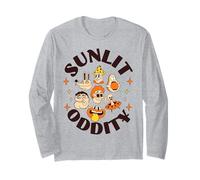 Sunlit Oddity Surreal Cartoon Character with UFO Alien Long Sleeve T-Shirt