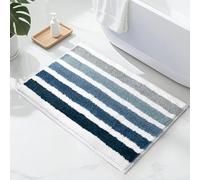Sunlit Ombre Blue Bathroom Rug Nautical Bath Mat for Bathroom Non Slip 30"x20" Blue and White