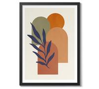 Sunlit Panes Abstract Poster, Scandi Minimalist Boho Print, Modern Art Bauhaus, Archival Matte, A5 (Black Frame) - 21x14.8cm
