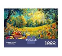 Sunlit Picnic Jigsaw Puzzles for Adults And Kids Age 14 Years Up 1000 Pieces Delicious Food Amidst The Flowers Puzzle Beautiful Decoration Educational Games Great Gift 70x50cm/1000pcs