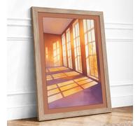 Sunlit Room Minimalist Framed Wall Art Print A4 (29.7×21cm) Oak, Wall Decor for Living Room, Bedroom, Office & Home, Ready to Hang, Art Gift