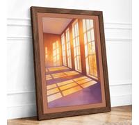 Sunlit Room Minimalist Framed Wall Art Print A4 (29.7×21cm) Walnut, Wall Decor for Living Room, Bedroom, Office & Home, Ready to Hang, Art Gift