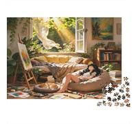 Sunlit Room Puzzle for Adults 1000Pc Recyclable Creative Interior Senior Puzzles Impossible Hard Difficult Challenging Relieve Senile Dementia Activity 52x38cm/1000pcs