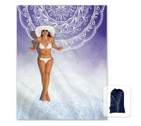 Sunlit Silky Soft 106"x81" Boho Sand Proof Beach Blanket Sand Proof Mat with Corner Pockets and Mesh Bag for Beach Party, Travel, Camping and Outdoor Music Festival, Blue Purple Mandala