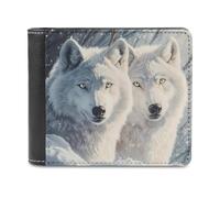 Sunlit Soulmates Wolves Wolf Bifold Wallet PU Leather Pocket Wallet Slim Purse for Women Men Gifts