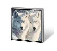 Sunlit Soulmates Wolves Wolf Brooch Pins for Men Women Square Badge Collar Lapel Pins for Dress Jacket Accessories