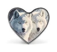 Sunlit Soulmates Wolves Wolf Brooch Pins for Women Men Cute Heart Badge Lapel Pins for Party Wedding