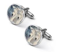 Sunlit Soulmates Wolves Wolf Fashion Cufflinks for Men Classic Shirts Cuff Links Set for Wedding Business 2.0cm