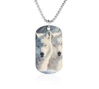Sunlit Soulmates Wolves Wolf Titanium-Steel Necklace Adjustable Pendant Jewelry for Women Men Gifts