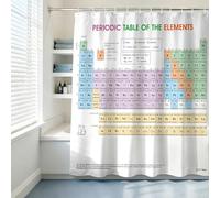 Sunlit Updated Periodic Table of Elements Fabric Shower Curtains for Chemistry Students and Teacher Use as Poster 72 * 72 inch