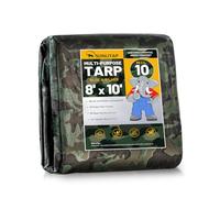 SUNLITAP 10 Mil Heavy Duty Waterproof Tarps, 8x10 Ft Finished Size Tarps, Premium Tarp with Metal Grommets & Reinforced Edge, Multipurpose Thick Poly Tarp for Car, Boat, Roof, Camping - Camouflage