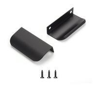 sunlithor Edge Black Finger Pull for cabinets Kitchen Concealed Drawer pulls Aluminum Flat Hidden Back Mount Door Handle for Home 10 Pack Modern 3.15" Overall Length Easy Installation