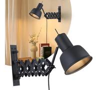 SUNLLOK Extended Wall Sconce Plug in, Contemporary Adjustable LED Swing Arm Wall Mounted Lamp, Modern Indoor Rotate Wall Light Fixture Decoration for Bedside Reading, Living Room, Office, Black