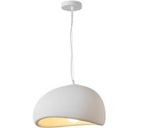 SUNLLOK Modern Wabi Sabi Pendant Light, Japanese Simple Ceiling Light Fixture Flush Mount Cement Lampshade, Dome Hanging Lamp Japandi Chandelier for Bedroom Living Room Kitchen Island (White, 40 cm)