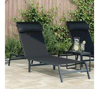 Sunlounger Black & Anthracite Steel Adjustable Headrest 197 x 54 x 86 cm garden