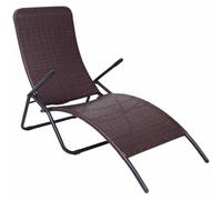 vidaXL Folding Sun Lounger Poly Rattan Brown Garden Patio Furniture Recliner
