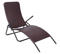 Sunlounger Poly Rattan Folding Outdoor Recliner Day Bed Brown/Black vidaXL