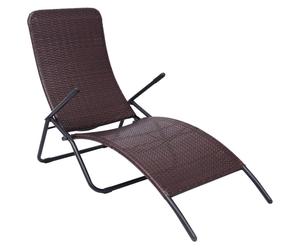 Sunlounger Poly Rattan Folding Outdoor Recliner Day Bed Brown/Black vidaXL