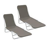 Sunlounger Set 2pcs Grey 56x182cm Powder-Coated Steel Frame 600D Oxford Foldable