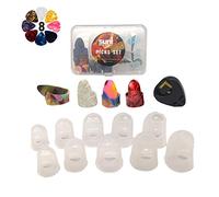 SUNLP Thumb Finger Picks, Guitar Finger Fingertip Protectors, Guitar Picks, Pick Holder, Gift Set Kit useful for Acoustic Guitar Ukulele Kalimba Starter & Other String Instruments