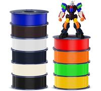 SUNLU 10KG PETG Filament Bundle, High Strength 3D Printer Filament petg, 1KG per Spool, 10 Rolls, Black+White+Midnight Black+Roasted Chestnut+Bone White+Red+Sunny Orange+Klein Blue+Green+Vivid Yellow