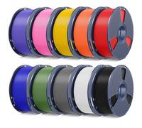SUNLU 10KG PLA+2.0 Filament, Upgrade PLA Plus 2.0 3D Printer Filament, 1KG per Spool, 10KG in Total, Black+White+Gray+Klein Blue+Red+Vivid Yellow+Olive Green+Sunny Orange+Lavender Purple+Pink