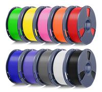 SUNLU 10kg PLA 3D Printer Filament Bundle,Neatly Wound PLA Filament 1.75mm ±0.02mm, 1kg per Spool,10 Pack,Black+White+Grey+Red+Klein Blue+Green+Vivid Yellow+Sunny Orange+Lavender Purple+Pink