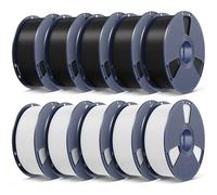 SUNLU 10KG PL 3D Printer Filament Bundle, Neatly Wound PLA Plus Filament 1.75mm, Individually Vacuum Packed, 1KG/Spool, 10 Packs, 5 Black+5 White