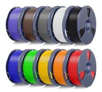 SUNLU 10KG PLA 3D Printer Filament, PLA Filament 1.75mm, Dimensional Accuracy +/- 0.02 mm, 1kg Spool, 10 Pack, 10 Pcs (Black+White+Gray+Red+Blue+Green+Yellow+Orange+Lavender Purple+ Coffee Brown)