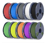 SUNLU 10KG PLA Matte Filament 1.75mm Bungle, Muticolor PLA 3D Printer Filament with Matte Finish, Dimensional Accuracy +/- 0.02 mm, 1KG/Spool, 10 Colors