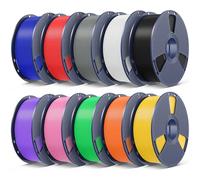 SUNLU 10KG PLA Plus 3D Printer Filament Bundle, Neatly Wound PLA Filament 1.75mm, 1KG/Spool, 10 Packs, Black+White+Grey+Red+Klein Blue+Green+Sun Yellow+Bright Orange+Lavender+Pink