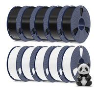 SUNLU 10KG PLA Plus 3D Printer Filament Bundle, Neatly Wound PLA+ Filament 1.75mm, Individually Vacuum Packed, 1KG/Spool, 10 Packs, 5 Black & 5 White