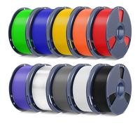 SUNLU 10KG PLA Plus 3D Printer Filament, PLA+ Filament 1.75mm, 1kg Spool, Total 10kg, Black+White+Grey+Red+Klein Blue+Green+Sunny Orange+Vivid Yellow+Lavender Purple+Transparent