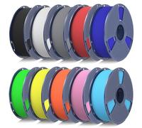 SUNLU 10KG Rapid PETG 3D Printer Filament Bundle, High Speed 30-600mm/s 3D Printer Filament 1.75mm ±0.02mm, 10 x 1kg Reusable Spool, 10 Colors in Total