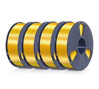 SUNLU 1KG*4 Silk 3D Printer Filament, Shiny Silk PLA Plus Filament, PLA+ Silk 3D Filament, Dimensional Accuracy +/- 0.02 mm, 4 Packs, 1kg per Spool, 4KG in Total, Light Gold