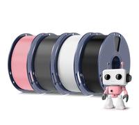 SUNLU 1KG*4 Upgrade PLA 2.0 Filament, PLA Meta 3D Printer Filament Bundle, Tougher Neatly Wound 3D Filament, 4kg Total, 1kg per Spool, Black+White+Gray+Sakura Pink