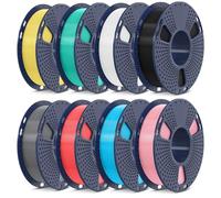 SUNLU 250G*8 PLA Meta Filament, Macaron-Colored Tougher 3D Printer Filament, 250G per Spool, 8 Rolls, 2kg Total, Black+White+Gray+Sky Blue+Mint Green+Cherry Red+Sakura Pink+Lemon Yellow