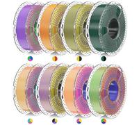 SUNLU 250G*8 PLA+ Silk Filament Bundle, Multicolor 3D Printer Filament, Dual-Color Tri-Color Pla Plus Filament, Individually Vacuum Packed, 2kg in Total, Dual Color*3, Triple Color Silk Filament*5