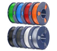 SUNLU 250g TPU Filament TPU 95A, Flexible 3D Printer Filament TPU Filament 1.75mm, High Speed 95A TPU 250G Spool, 8 Rolls, 2KG in Total, Black+White+Grey+Blue+Green+Orange+Red+Transparent