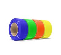SUNLU 2KG PETG Filament Refill 1.75mm, High Speed 3D Printer Filament Refill, No-Spool Matte PETG Refill for Reusable Spools Compatible with Bambu Labs, 4 Rolls 500G/Roll, Blue+Green+Orange+Yellow